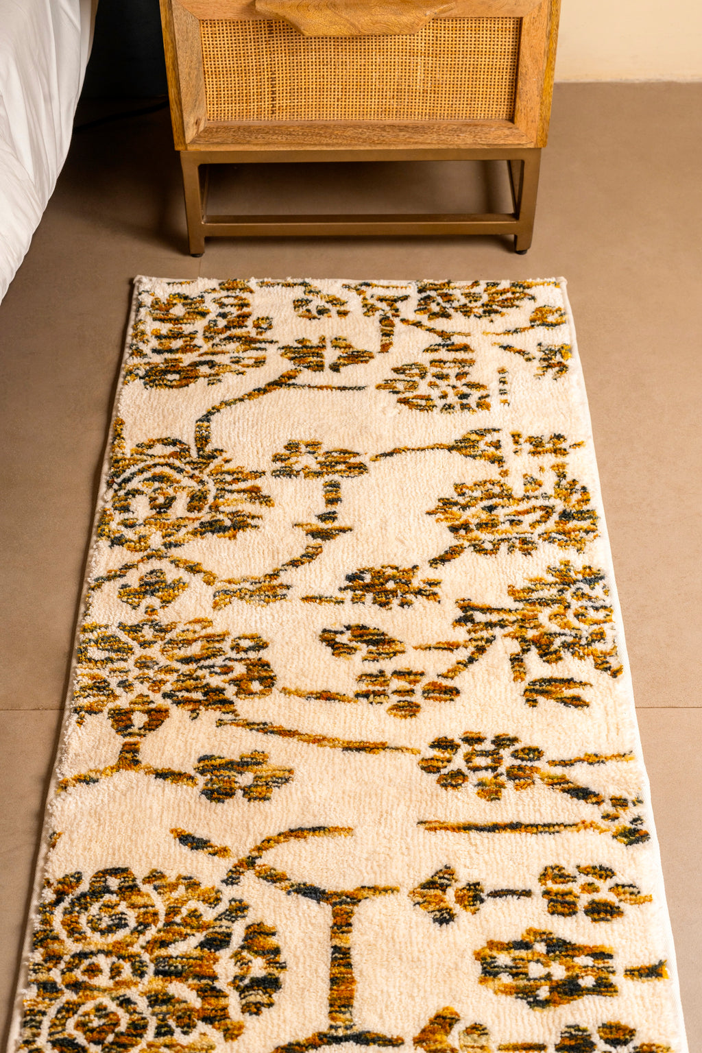 The Flora | Golden Bloom Luxury Floral Bedside Runner