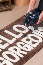 Flirty Hello, Gorgeous | Typography Bath Mat