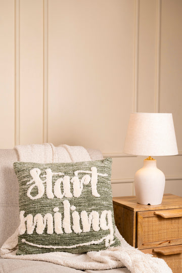 The Glow | Start Smiling Knit Cushion | Pack of 1 With Filler