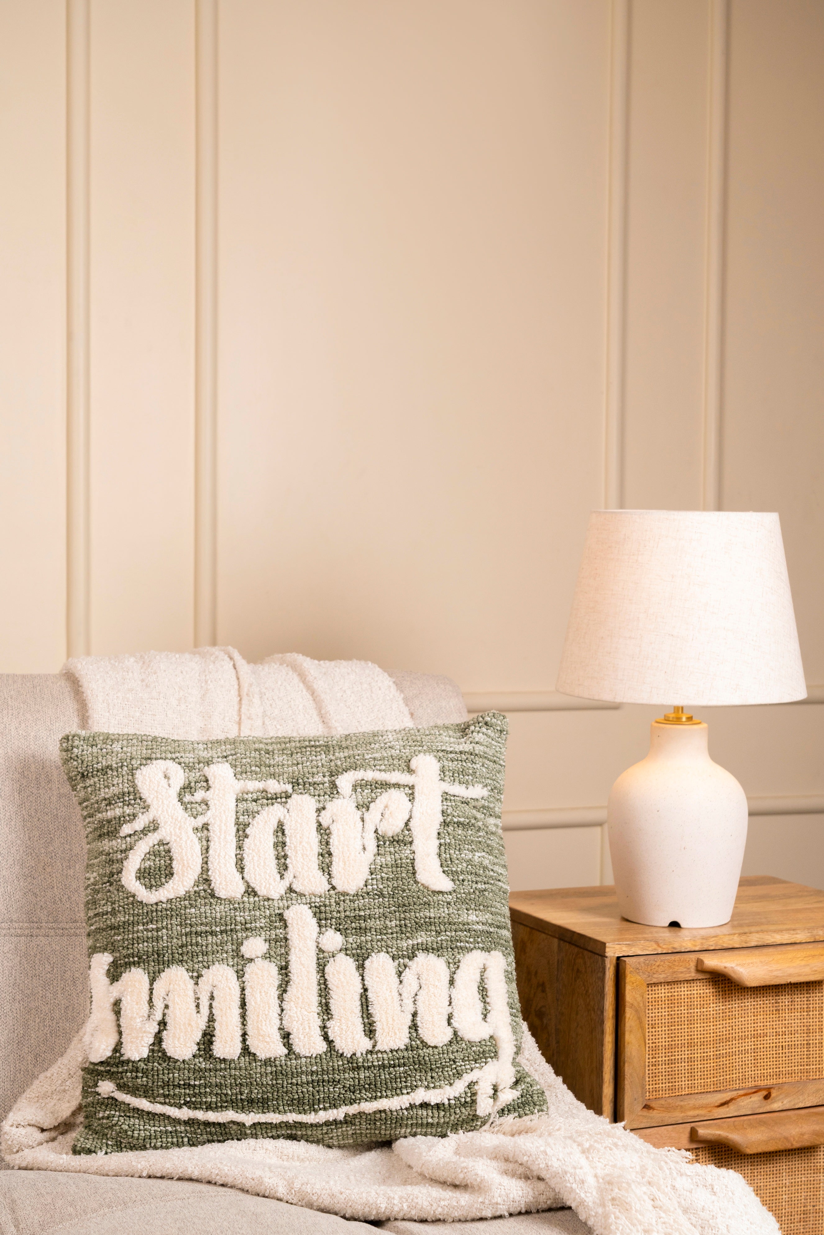 The Glow | Start Smiling Knit Cushion | Pack of 2 With Filler