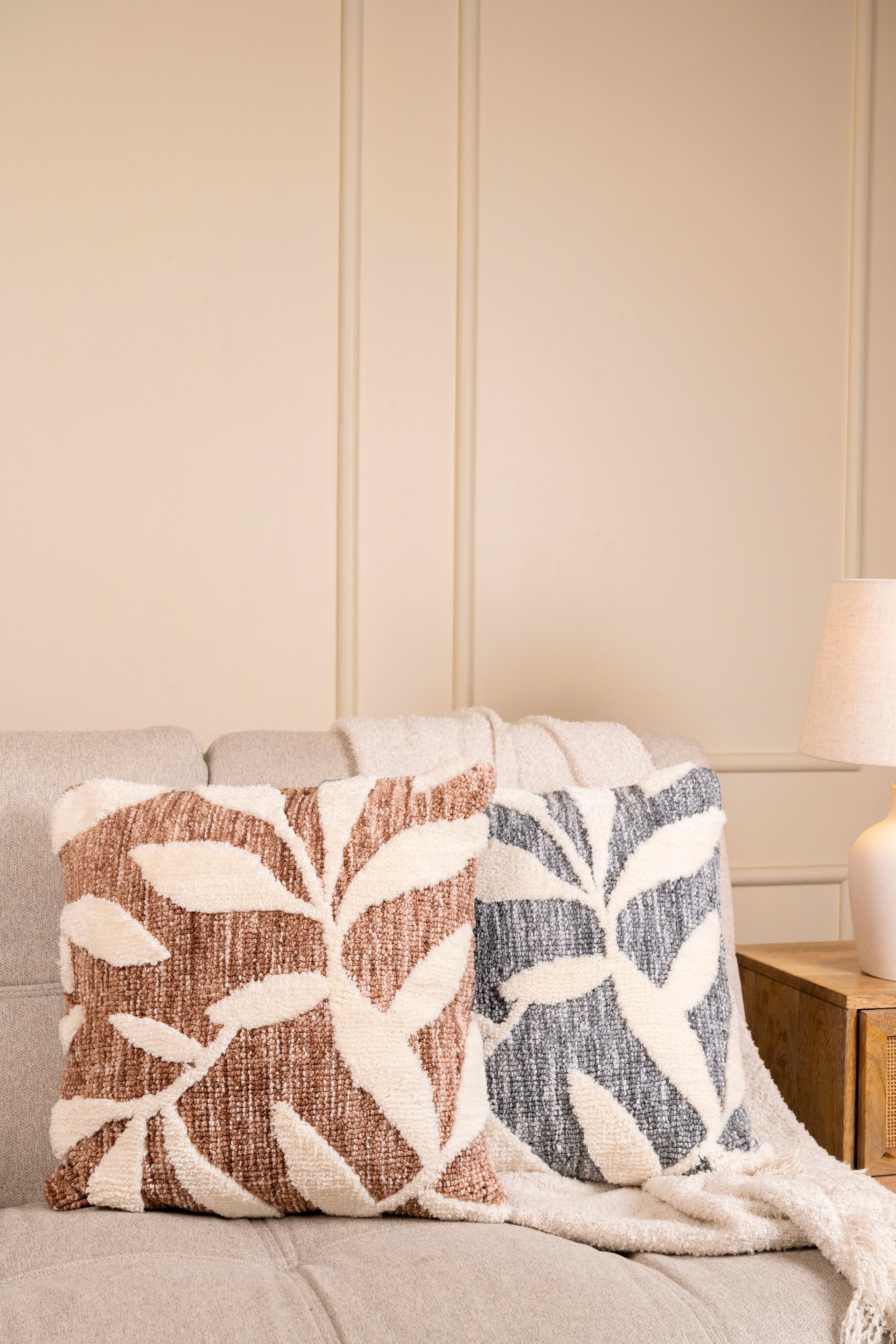 The Folia |Knitted Leaf Cushion | Pack of 1 With Filler