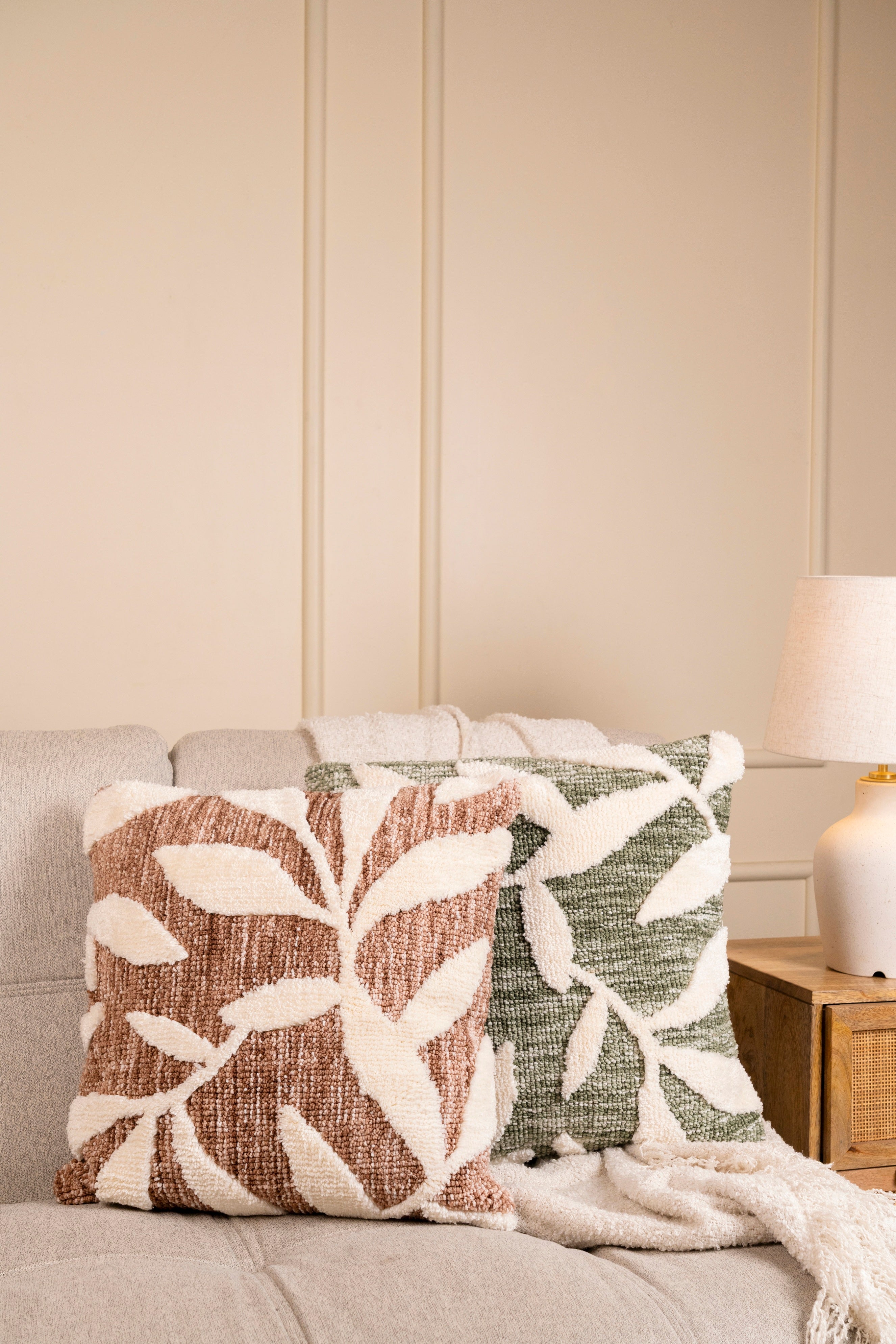 The Folia |Knitted Leaf Cushion | Pack of 2