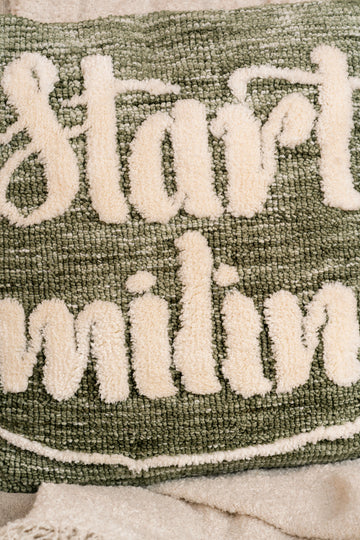 The Glow | Start Smiling Knit Cushion | Pack of 1 With Filler