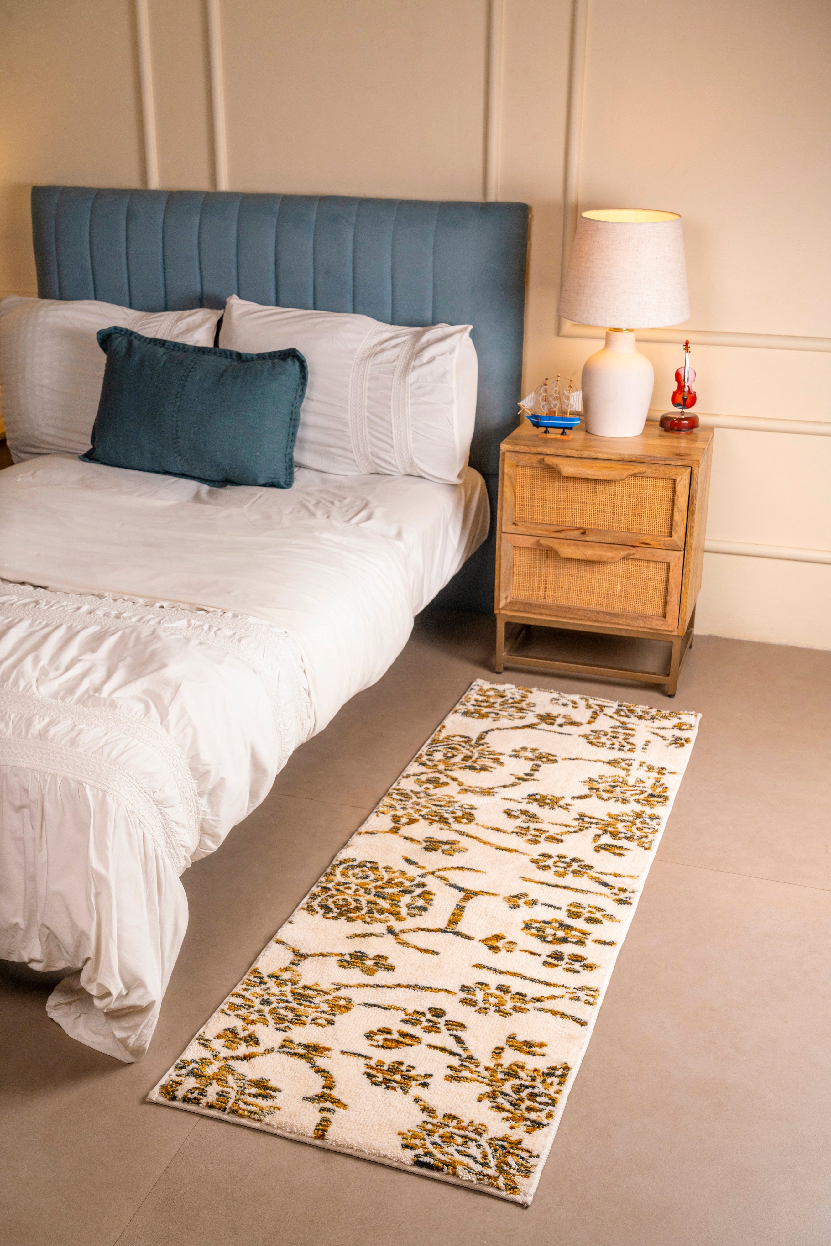 The Flora | Golden Bloom Luxury Floral Bedside Runner