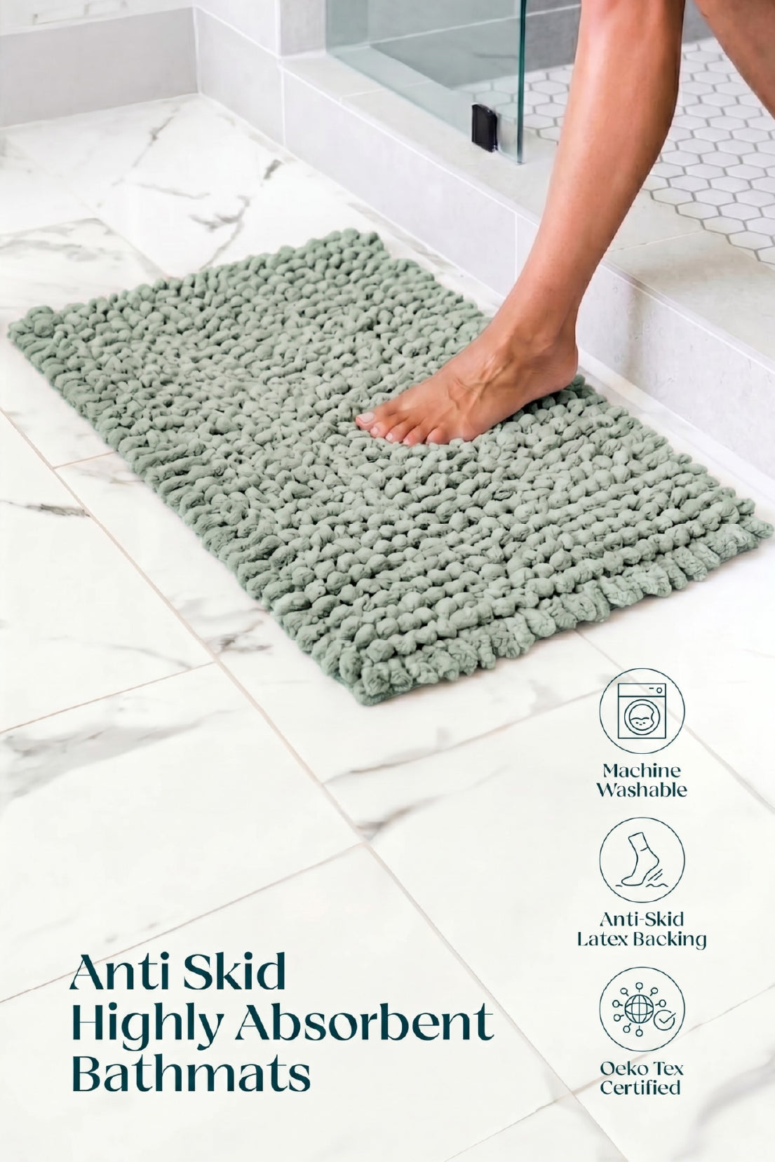 The Bubble Touch | Latex Backing Bath Mat