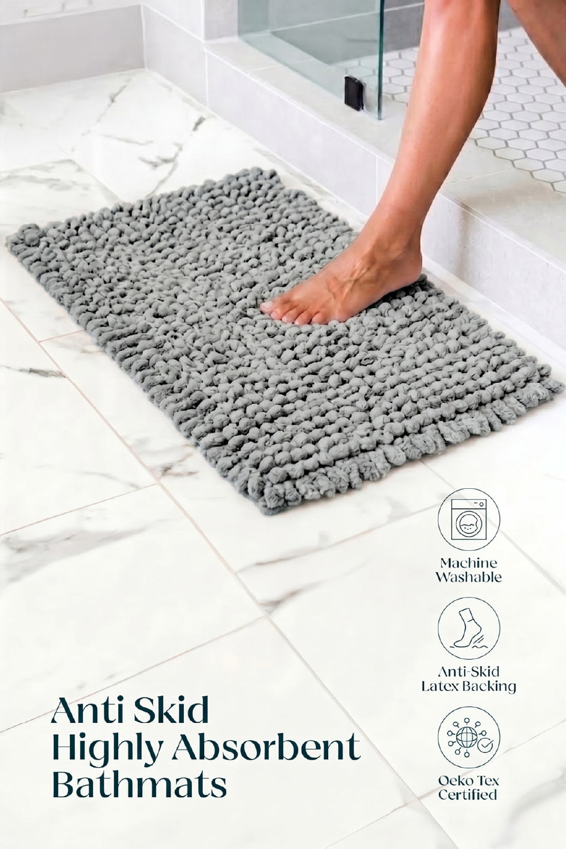The Bubble Touch | Latex Backing Bath Mat