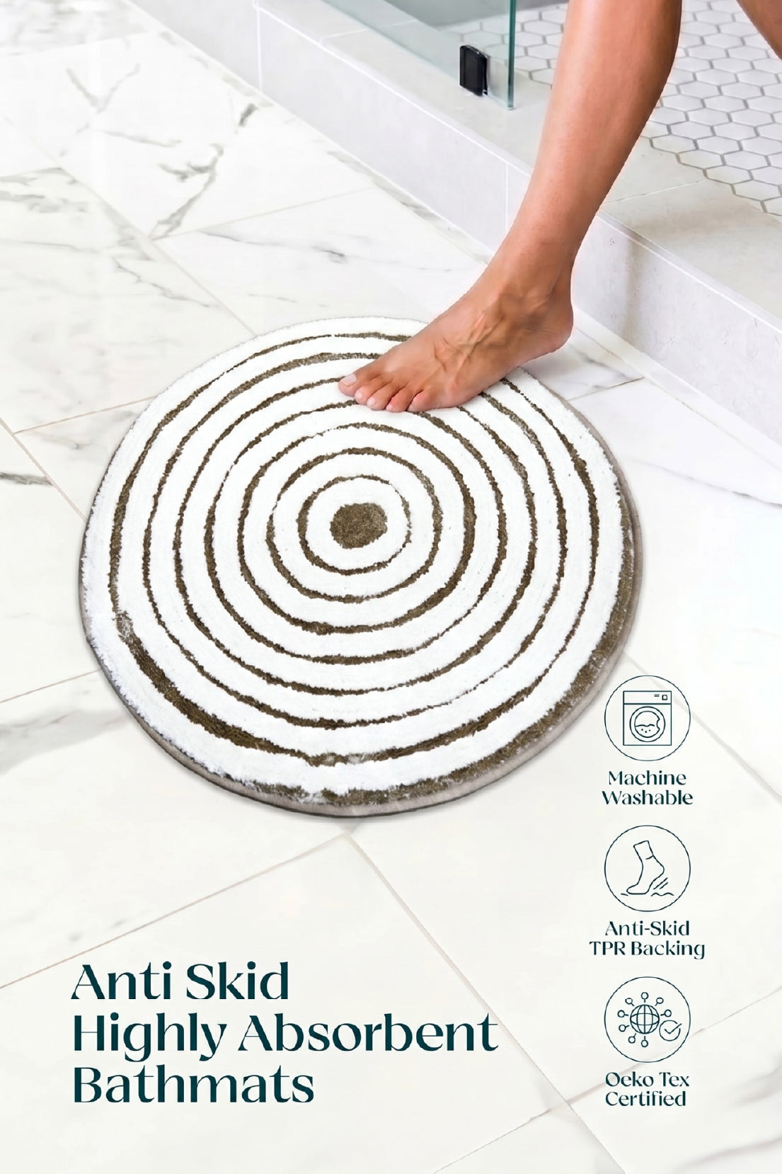 Ripple Luxe Spiral | TPR Backing Bath Mat