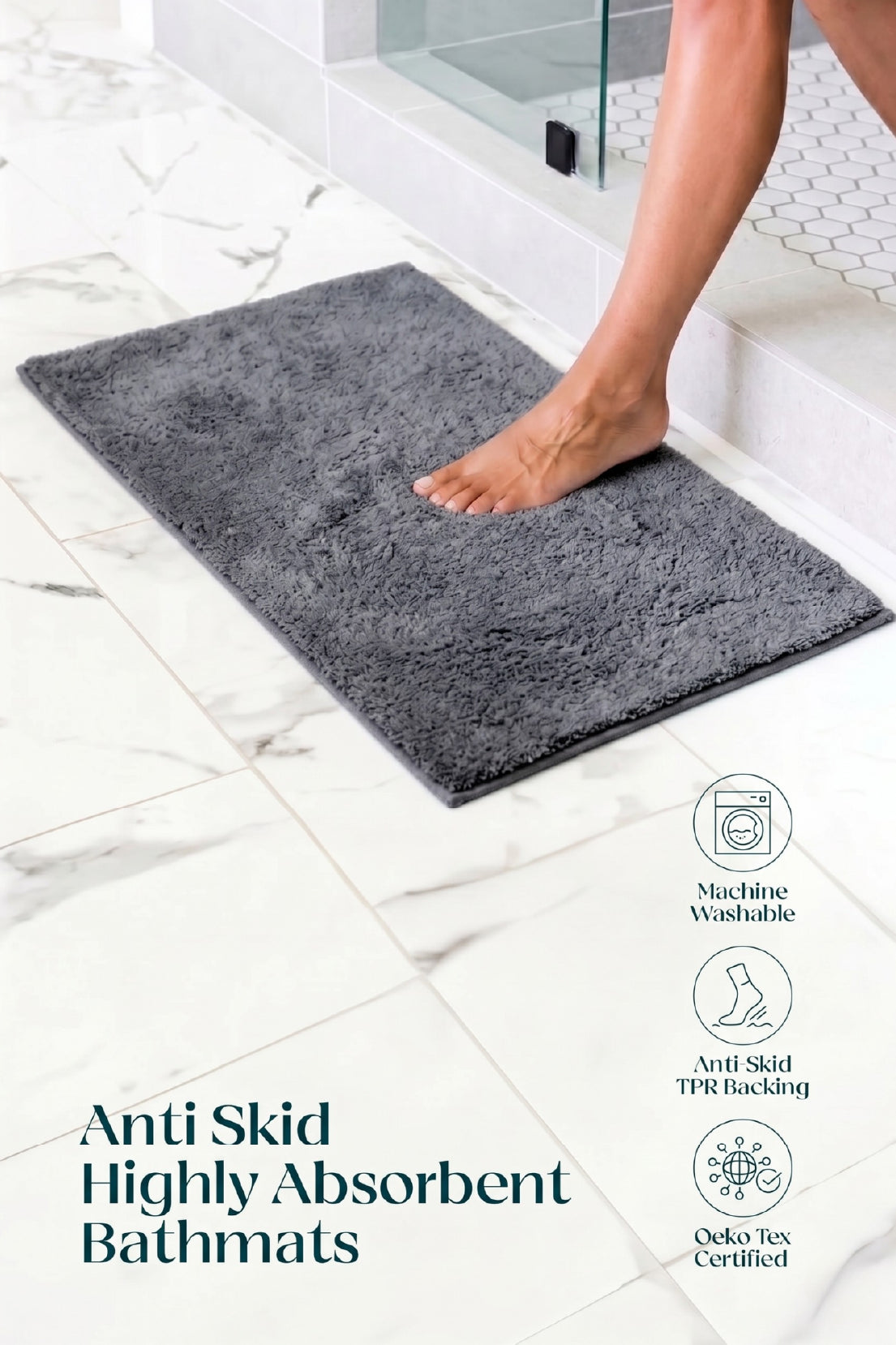 The Mora Solids | TPR Backing Bath Mat