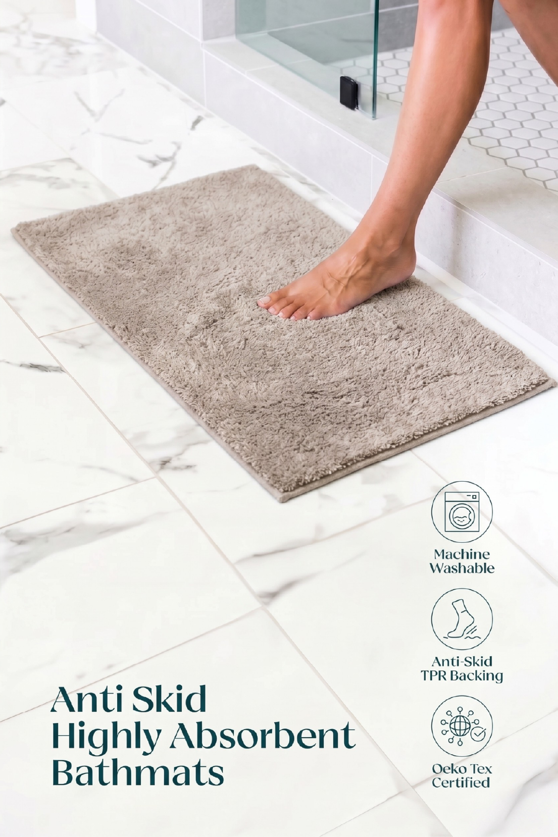 The Mora Solids | TPR Backing Bath Mat