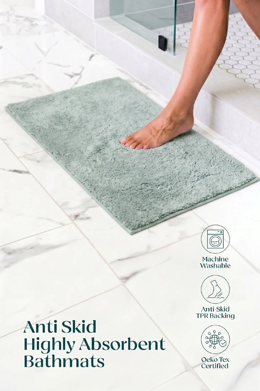 The Mora Solids | TPR Backing Bath Mat