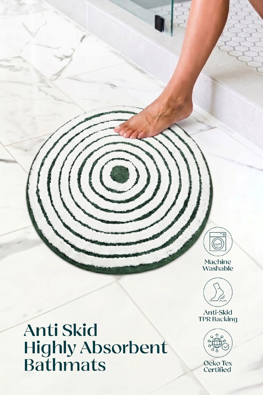 Ripple Luxe Spiral | TPR Backing Bath Mat