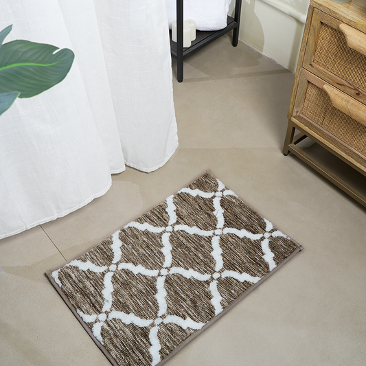 Ultra-Soft Ivory Trellis Bath Mat