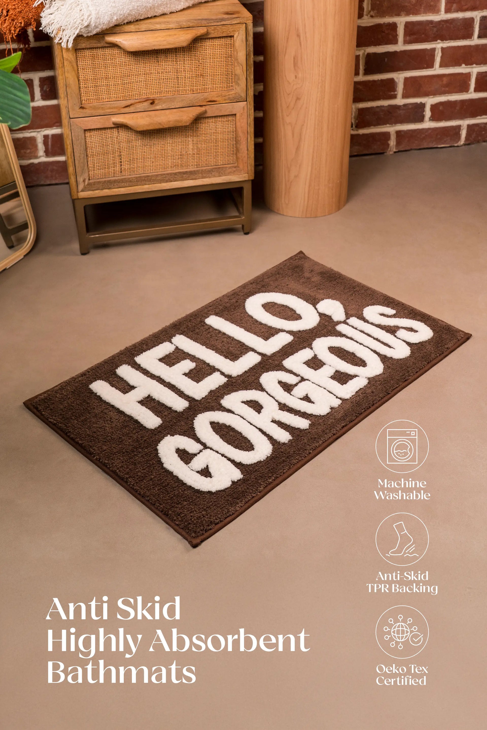 Flirty Hello, Gorgeous | TPR Backing Bath Mat