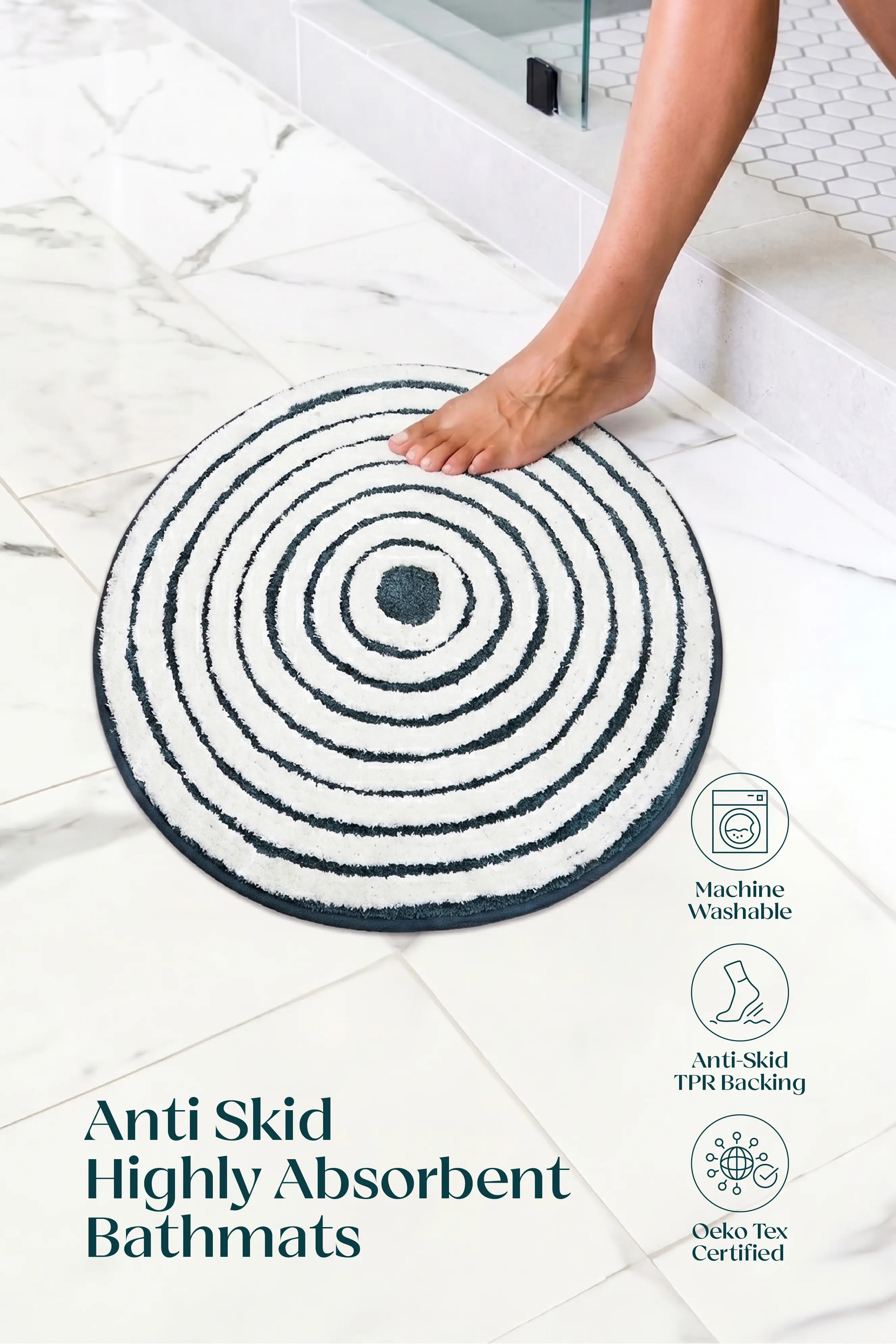 Ripple Luxe Spiral | TPR Backing Bath Mat
