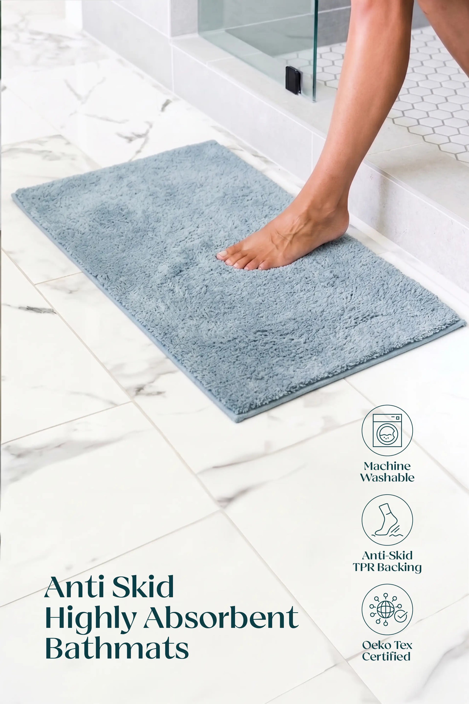 The Mora Solids | TPR Backing Bath Mat